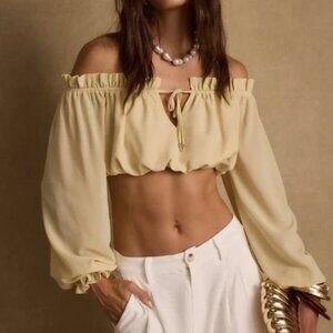12th Tribe Panama Baby Yellow Chiffon Top